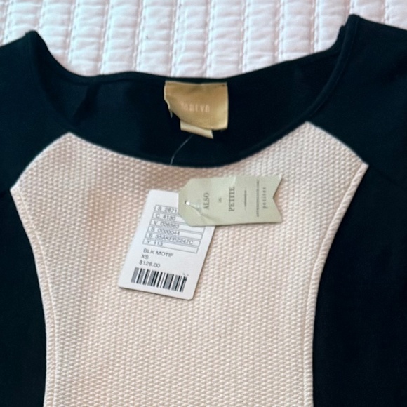 Maeve/Anthropologie Colorblock Black & Ivory Shift Dress, Size XS - Picture 5 of 6